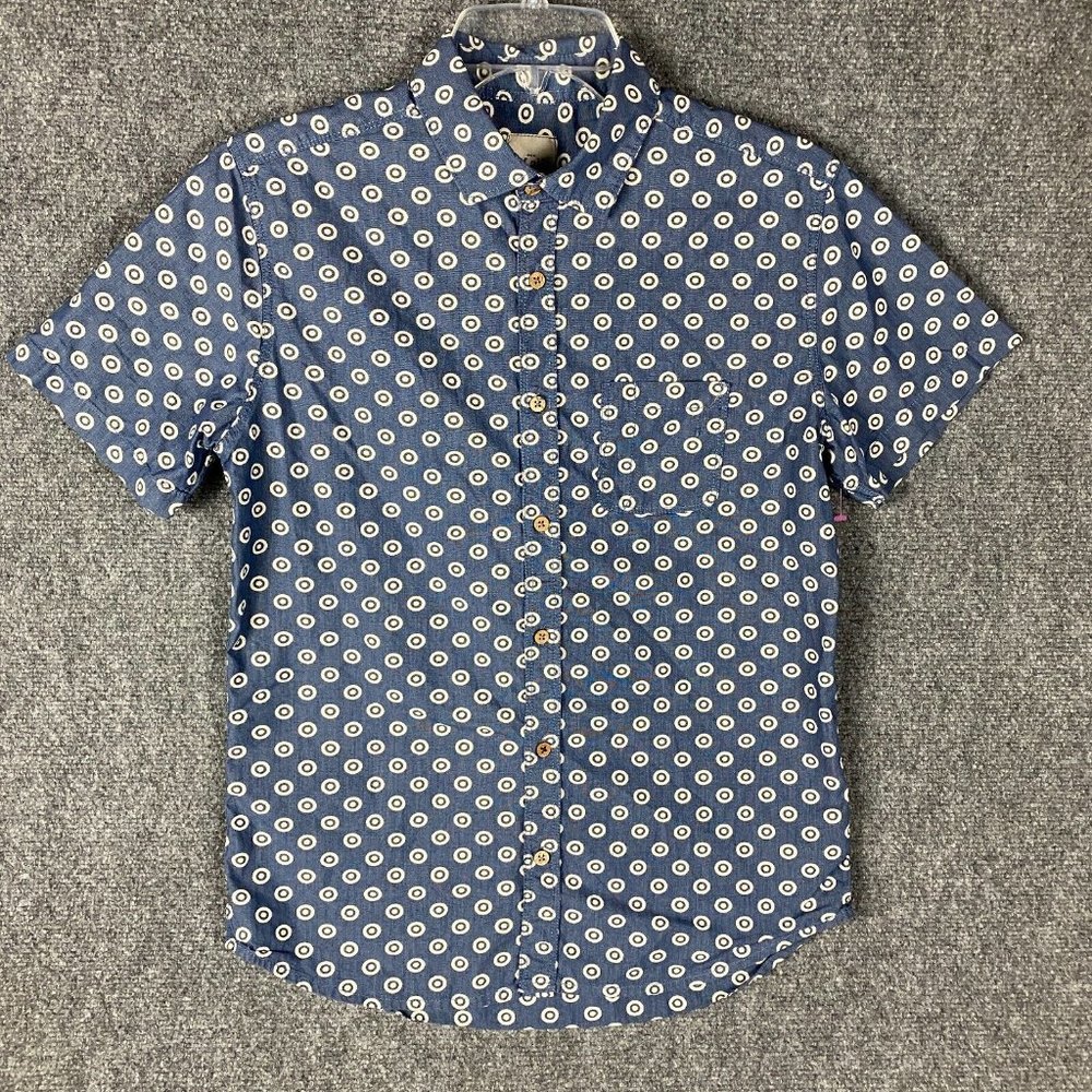 Of All Threads Button Up Shirt Men's Small Short Sleeve Blue Cotton Blend S